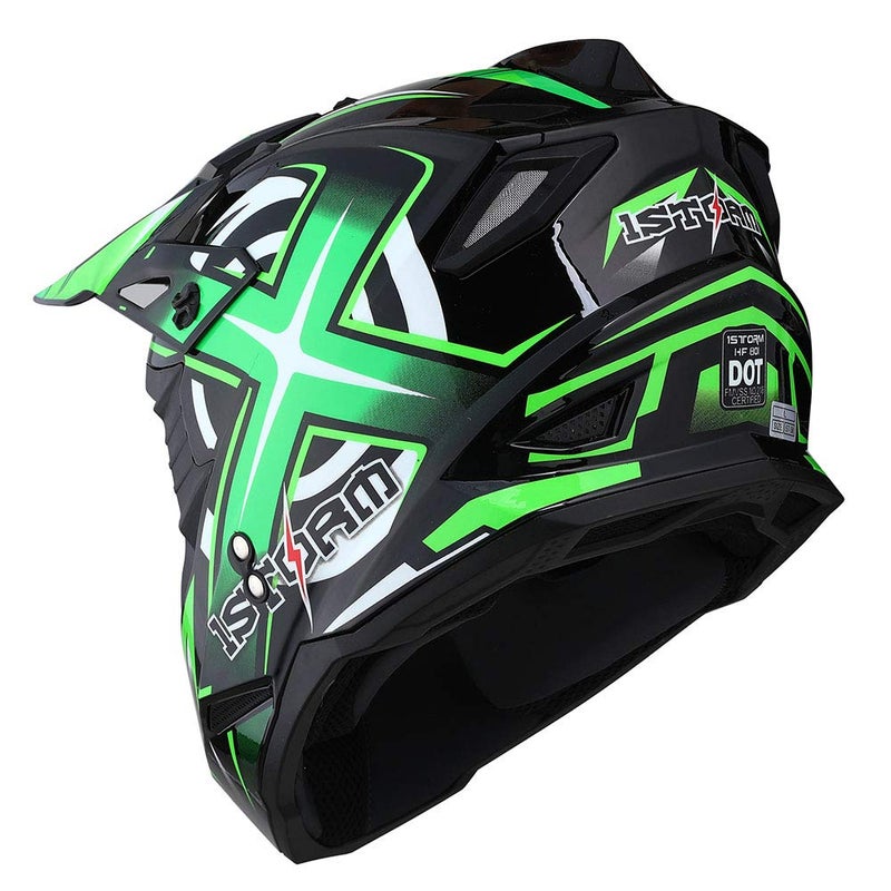 1Storm Adult Motocross Helmet BMX MX ATV Dirt Bike Four Wheeler Quad Motorcycle Full Face Helmet Racing Style: HF801 Sonic Green - Image 4